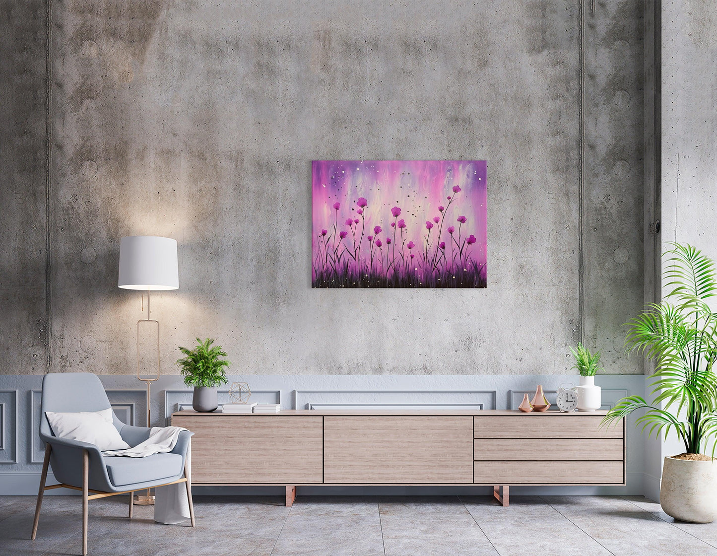 Romantic Scenery with Purple Flowers - Canvas Print - Artoholica Ready to Hang Canvas Print