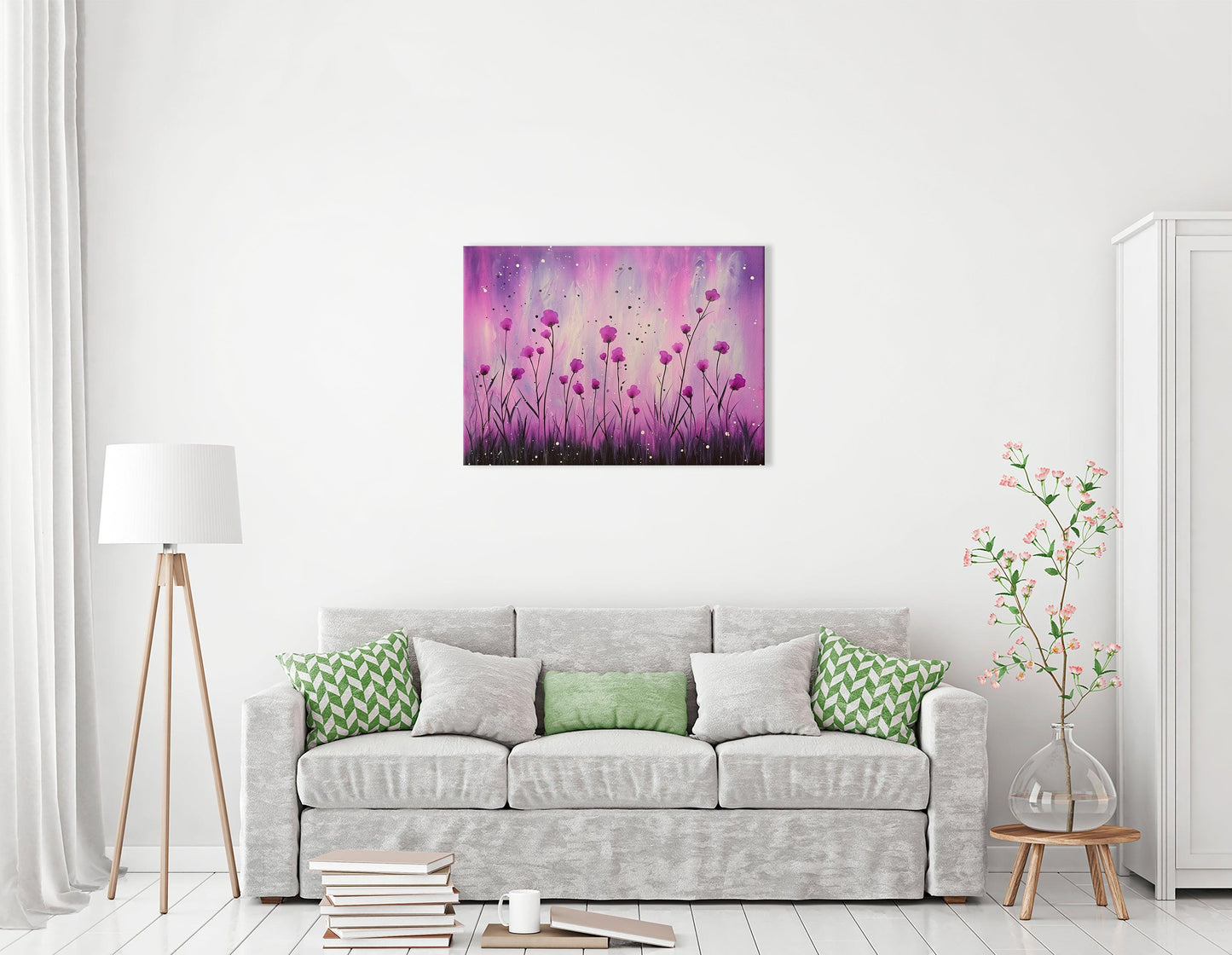 Romantic Scenery with Purple Flowers - Canvas Print - Artoholica Ready to Hang Canvas Print