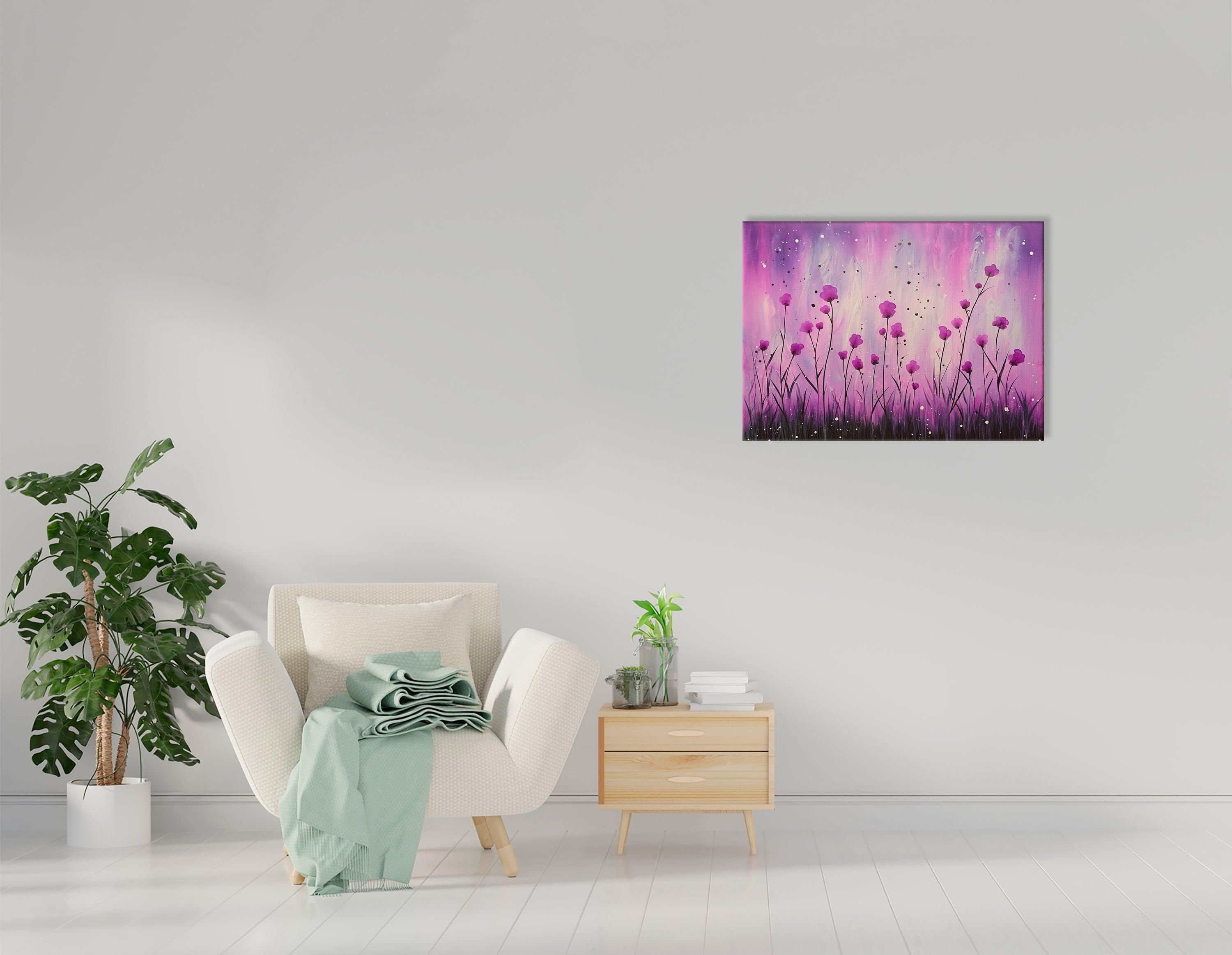 Romantic Scenery with Purple Flowers - Canvas Print - Artoholica Ready to Hang Canvas Print
