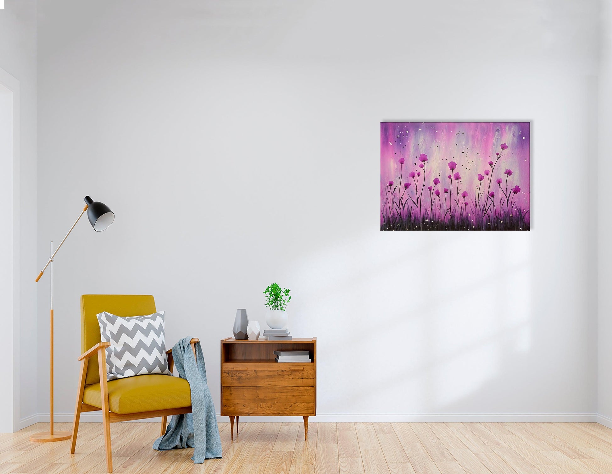 Romantic Scenery with Purple Flowers - Canvas Print - Artoholica Ready to Hang Canvas Print