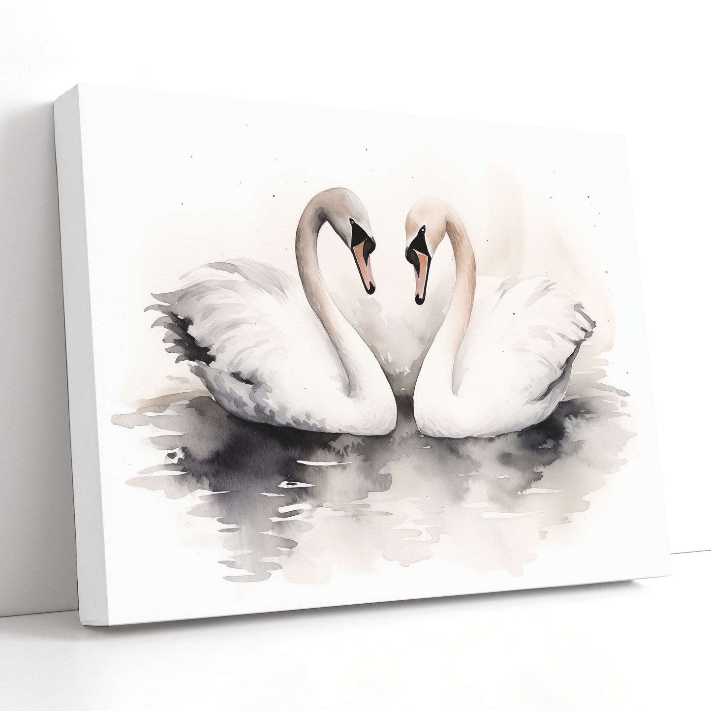 Romantic Swan Pair - Canvas Print - Artoholica Ready to Hang Canvas Print