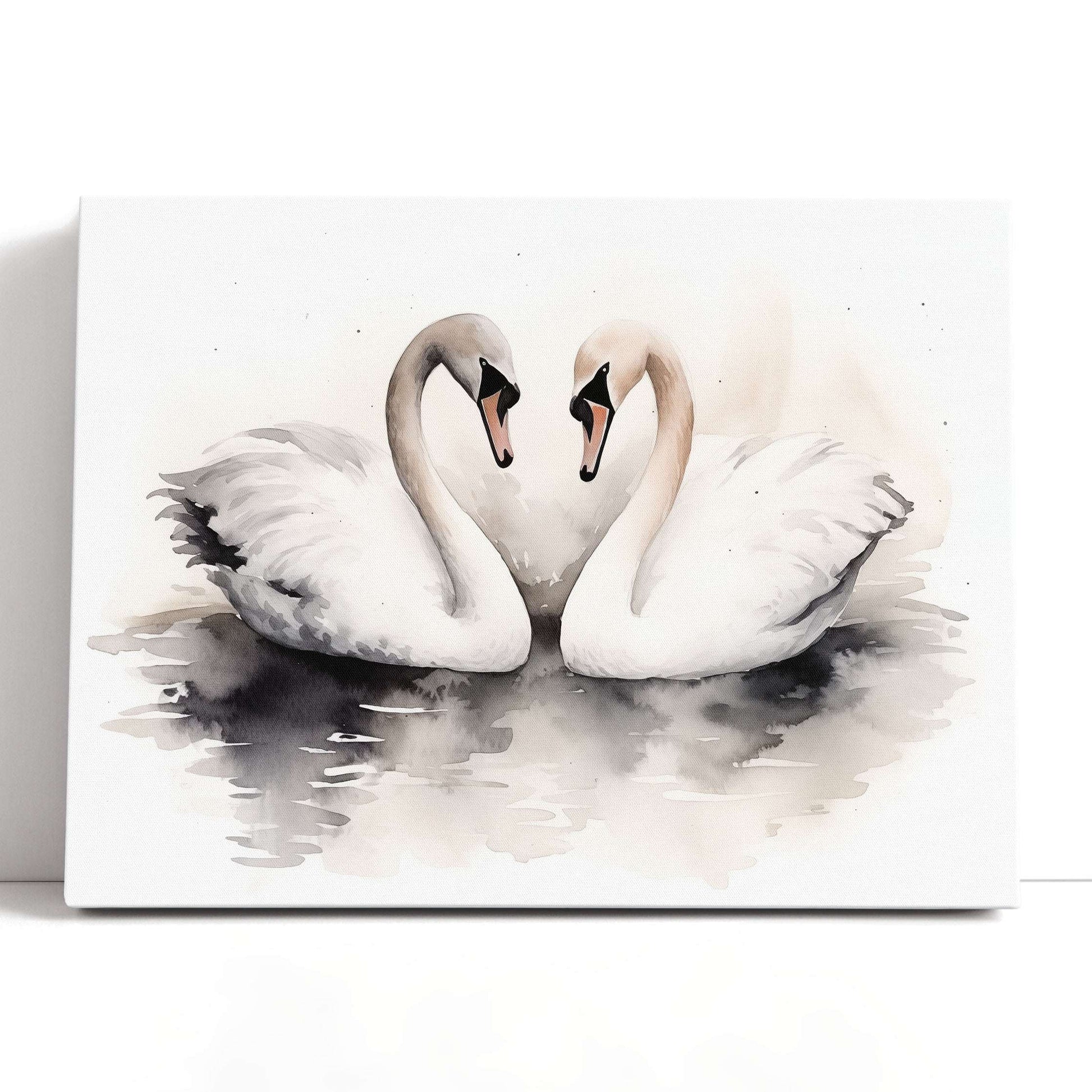 Romantic Swan Pair - Canvas Print - Artoholica Ready to Hang Canvas Print