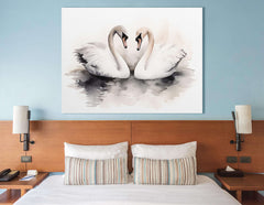 Romantic Swan Pair - Canvas Print - Artoholica Ready to Hang Canvas Print