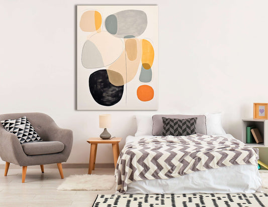 Rounded Forms in Orange, Beige & Grey - Canvas Print - Artoholica Ready to Hang Canvas Print