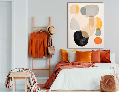 Rounded Forms in Orange, Beige & Grey - Canvas Print - Artoholica Ready to Hang Canvas Print