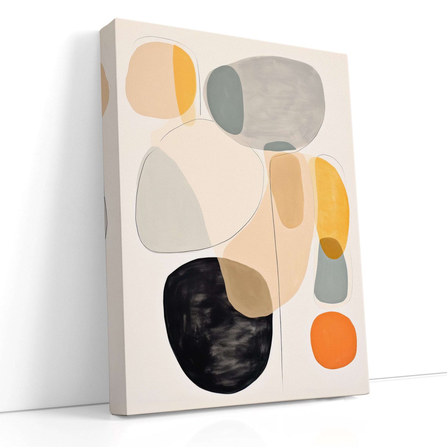 Rounded Forms in Orange, Beige & Grey - Canvas Print - Artoholica Ready to Hang Canvas Print