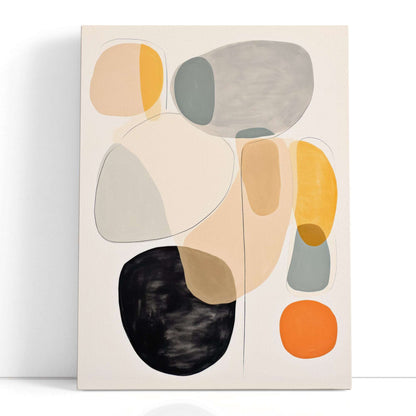 Rounded Forms in Orange, Beige & Grey - Canvas Print - Artoholica Ready to Hang Canvas Print