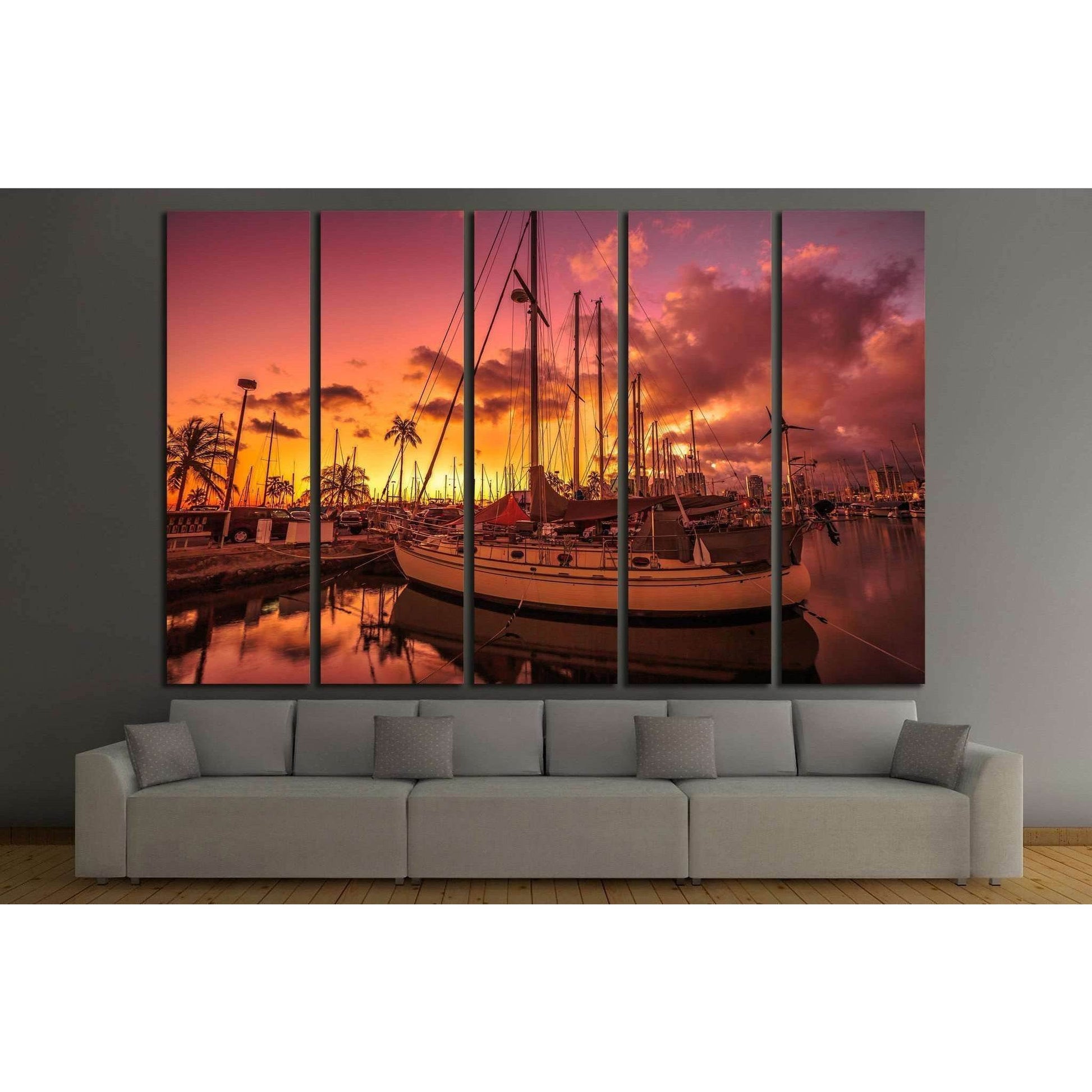 sailing boats docked at the Ala Wai Harbor, Oahu, Hawaii №1907 Ready to Hang Canvas PrintCanvas art arrives ready to hang, with hanging accessories included and no additional framing required. Every canvas print is hand-crafted, made on-demand at our work