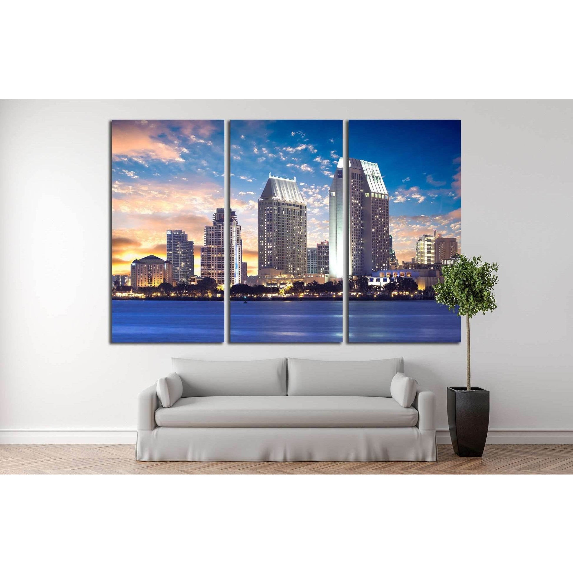 San Diego Cityscape Sunset, California USA №1211 Ready to Hang Canvas PrintCanvas art arrives ready to hang, with hanging accessories included and no additional framing required. Every canvas print is hand-crafted, made on-demand at our workshop and exper