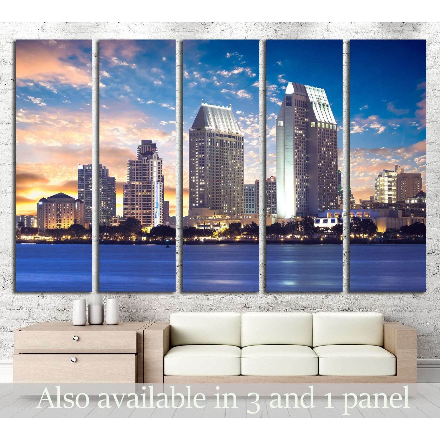 San Diego Cityscape Sunset, California USA №1211 Ready to Hang Canvas PrintCanvas art arrives ready to hang, with hanging accessories included and no additional framing required. Every canvas print is hand-crafted, made on-demand at our workshop and exper