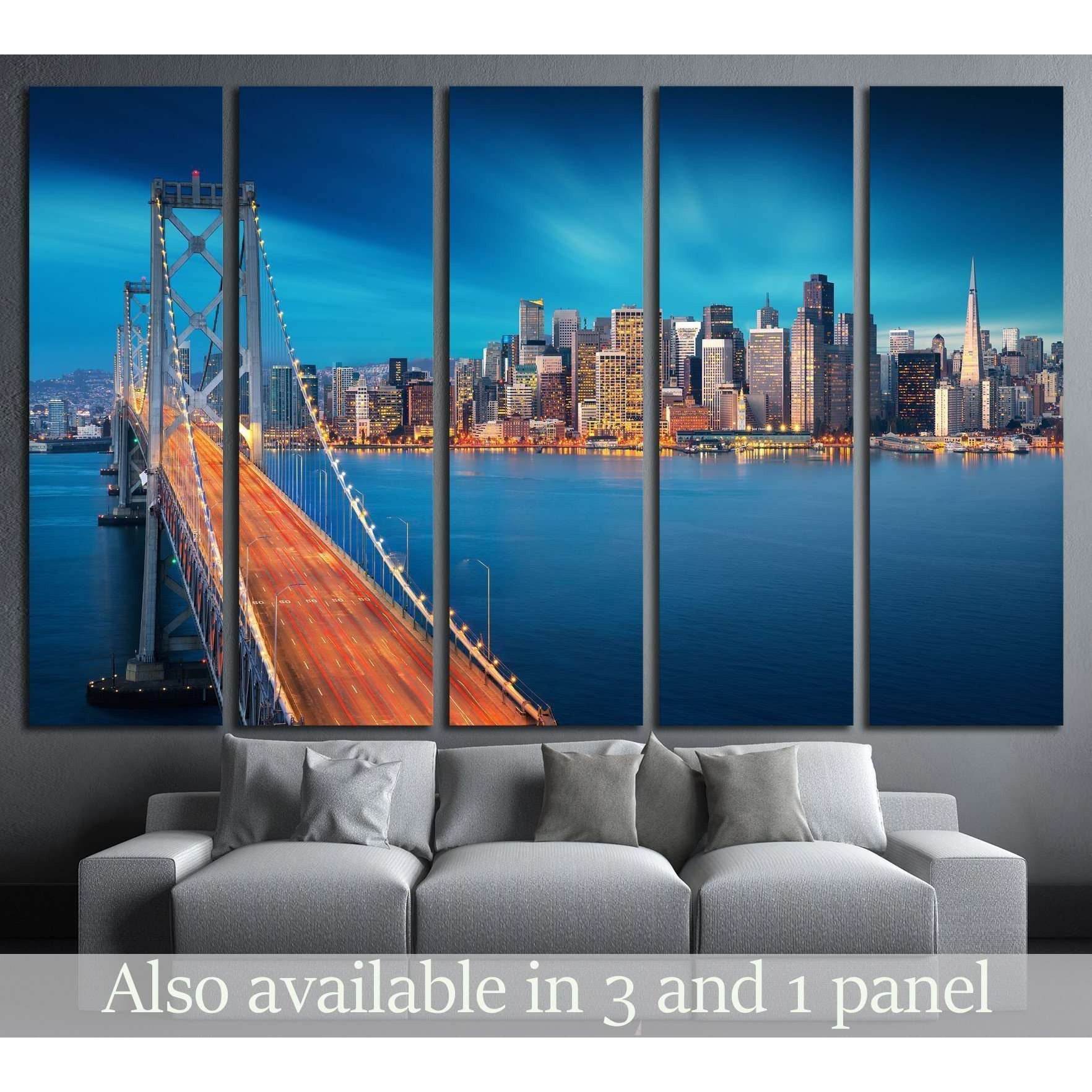 San Francisco, Bay Bridge in foreground №1657 Ready to Hang Canvas PrintCanvas art arrives ready to hang, with hanging accessories included and no additional framing required. Every canvas print is hand-crafted, made on-demand at our workshop and expertly