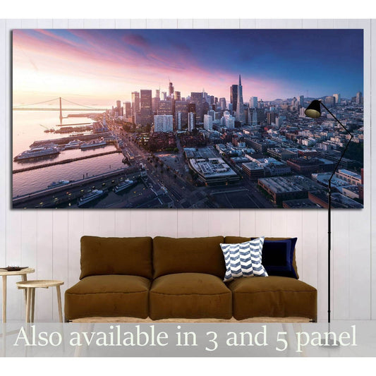 San Francisco panorama at sunrise with waterfront and downtown №1658 Ready to Hang Canvas PrintCanvas art arrives ready to hang, with hanging accessories included and no additional framing required. Every canvas print is hand-crafted, made on-demand at ou