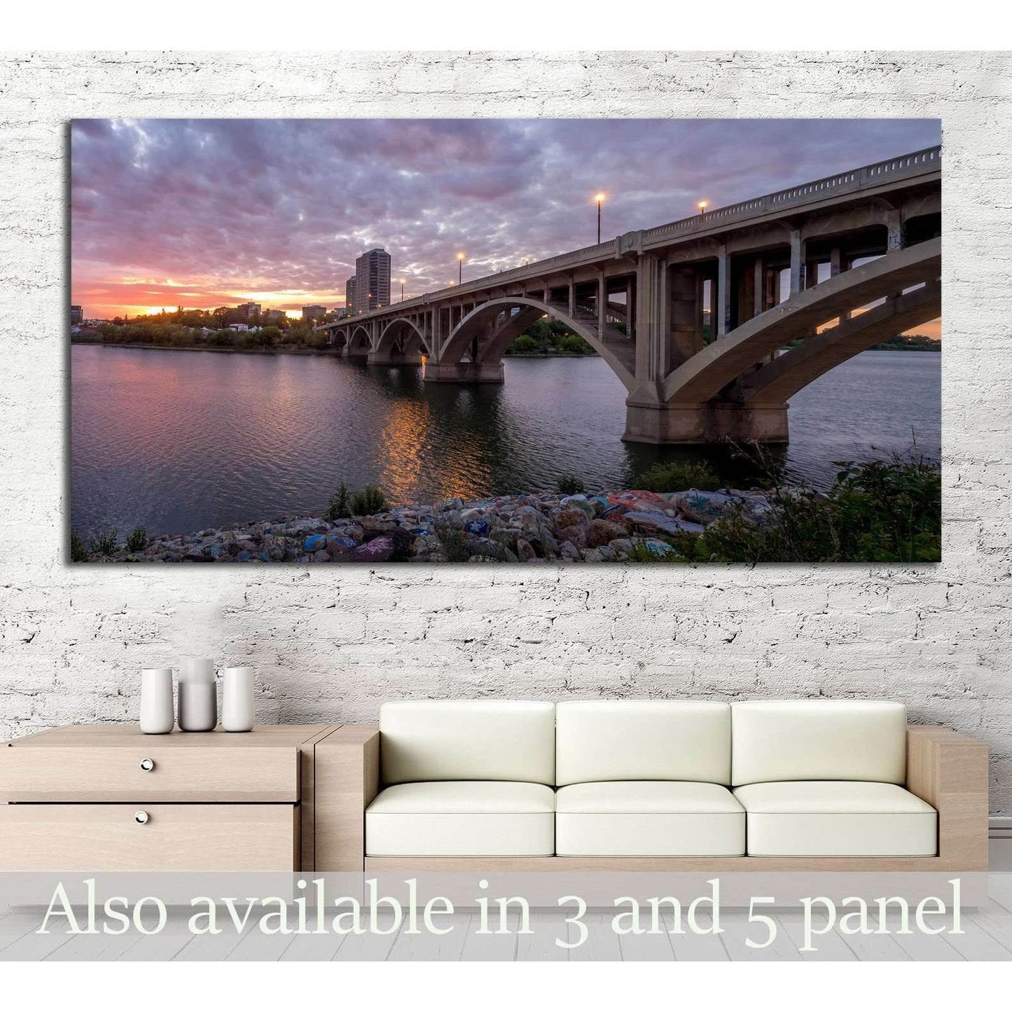 Saskatoon skyline at night along the Saskatchewan River №2211 Ready to Hang Canvas PrintCanvas art arrives ready to hang, with hanging accessories included and no additional framing required. Every canvas print is hand-crafted, made on-demand at our works