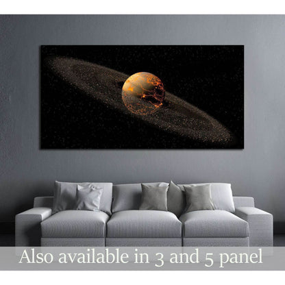 Saturn like planet with asteroid rings and hot lava cracks for a space illustration №2459 Ready to Hang Canvas PrintCanvas art arrives ready to hang, with hanging accessories included and no additional framing required. Every canvas print is hand-crafted,