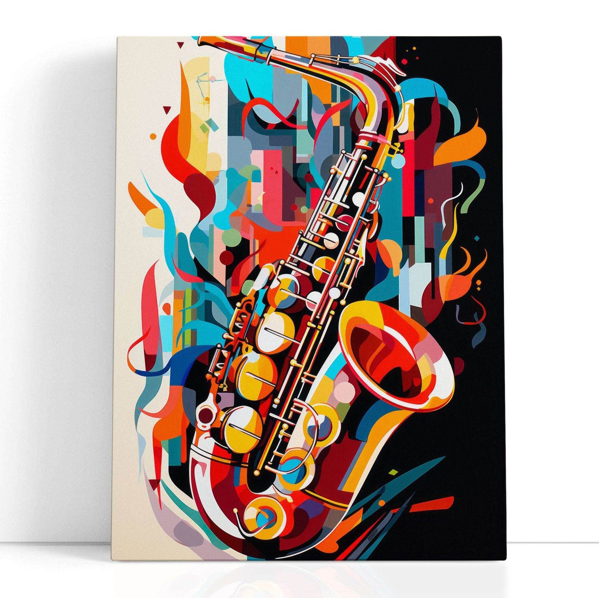 Saxophone in Modern Geometric Abstraction - Canvas Print - Artoholica Ready to Hang Canvas Print