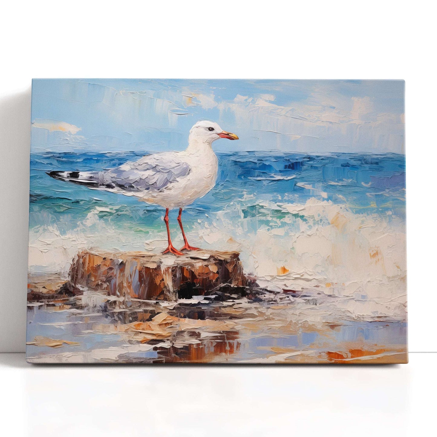 Seagull on Ocean Rock - Canvas Print - Artoholica Ready to Hang Canvas Print