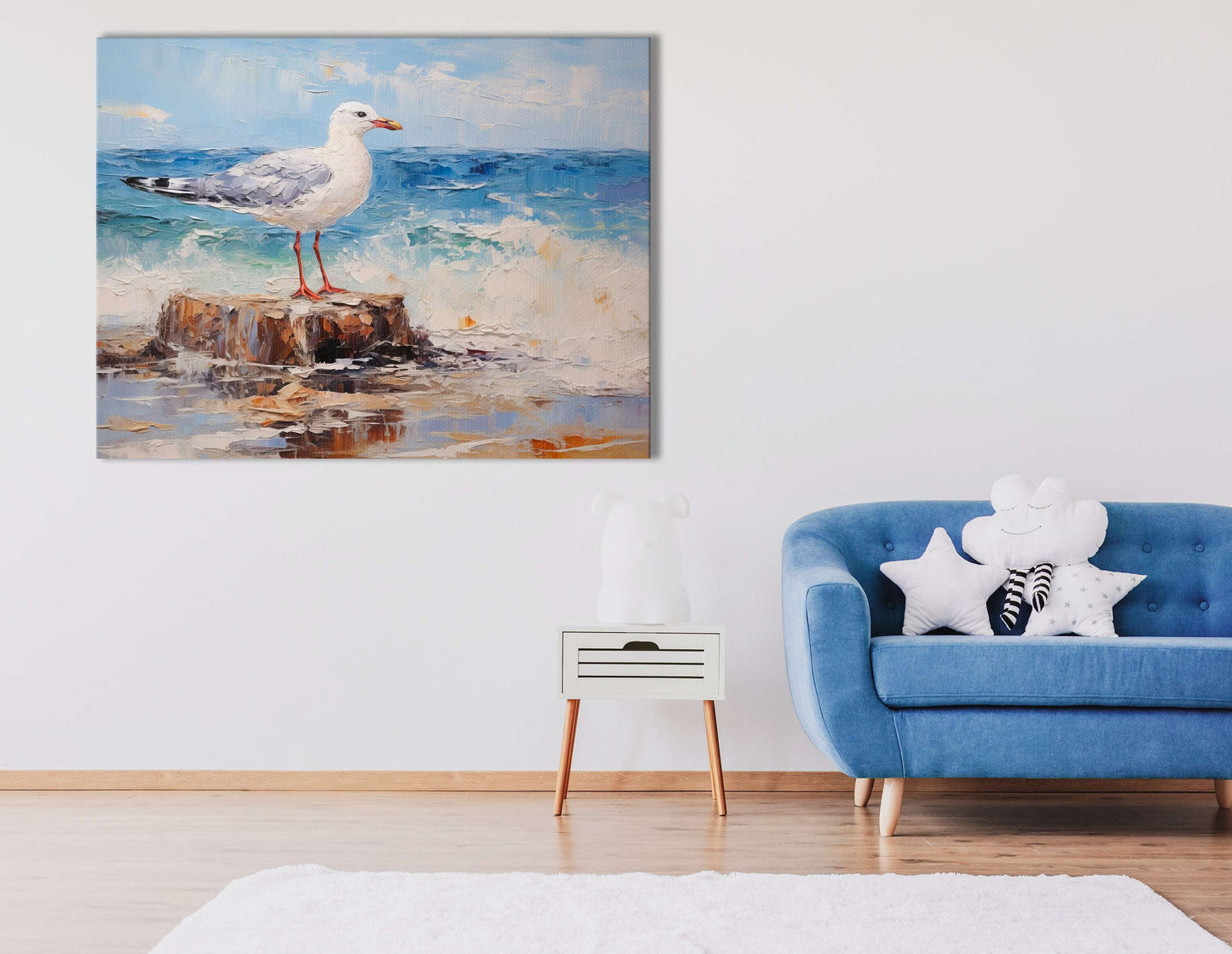 Seagull on Ocean Rock - Canvas Print - Artoholica Ready to Hang Canvas Print