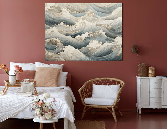 Serene Blue Waves - Canvas Print - Artoholica Ready to Hang Canvas Print