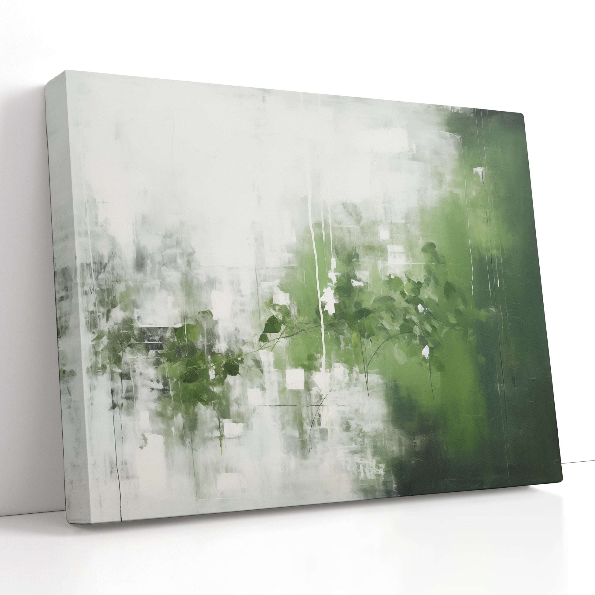 Serene Green and White Misty Garden - Canvas Print - Artoholica Ready to Hang Canvas Print