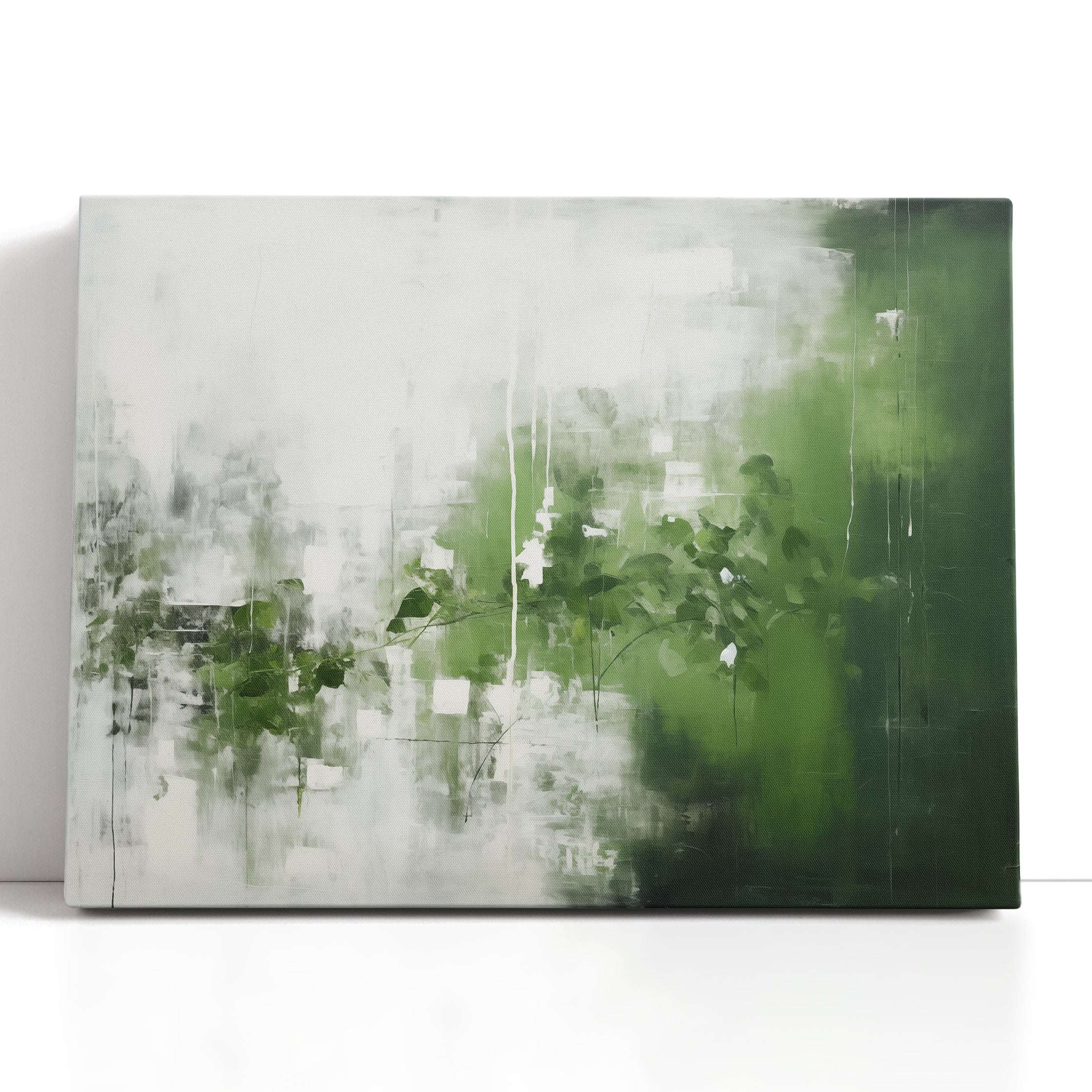 Serene Green and White Misty Garden - Canvas Print - Artoholica Ready to Hang Canvas Print