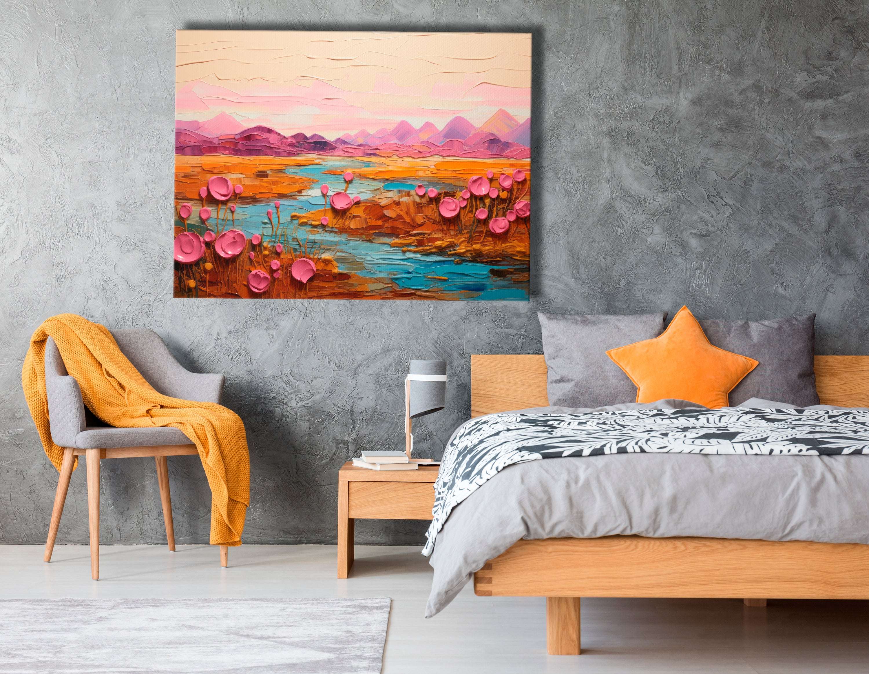 Serene River Valley with Blossoming Banks - Canvas Print - Artoholica Ready to Hang Canvas Print