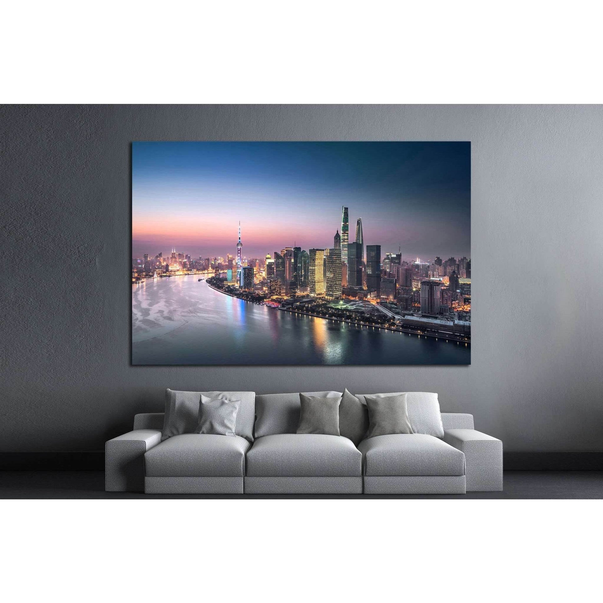 Shanghai skyline and cityscape at night №1251 Ready to Hang Canvas PrintCanvas art arrives ready to hang, with hanging accessories included and no additional framing required. Every canvas print is hand-crafted, made on-demand at our workshop and expertly