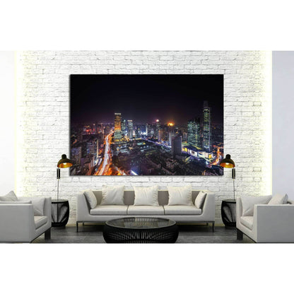 Shanghai skyline and cityscape at night №1278 Ready to Hang Canvas PrintCanvas art arrives ready to hang, with hanging accessories included and no additional framing required. Every canvas print is hand-crafted, made on-demand at our workshop and expertly