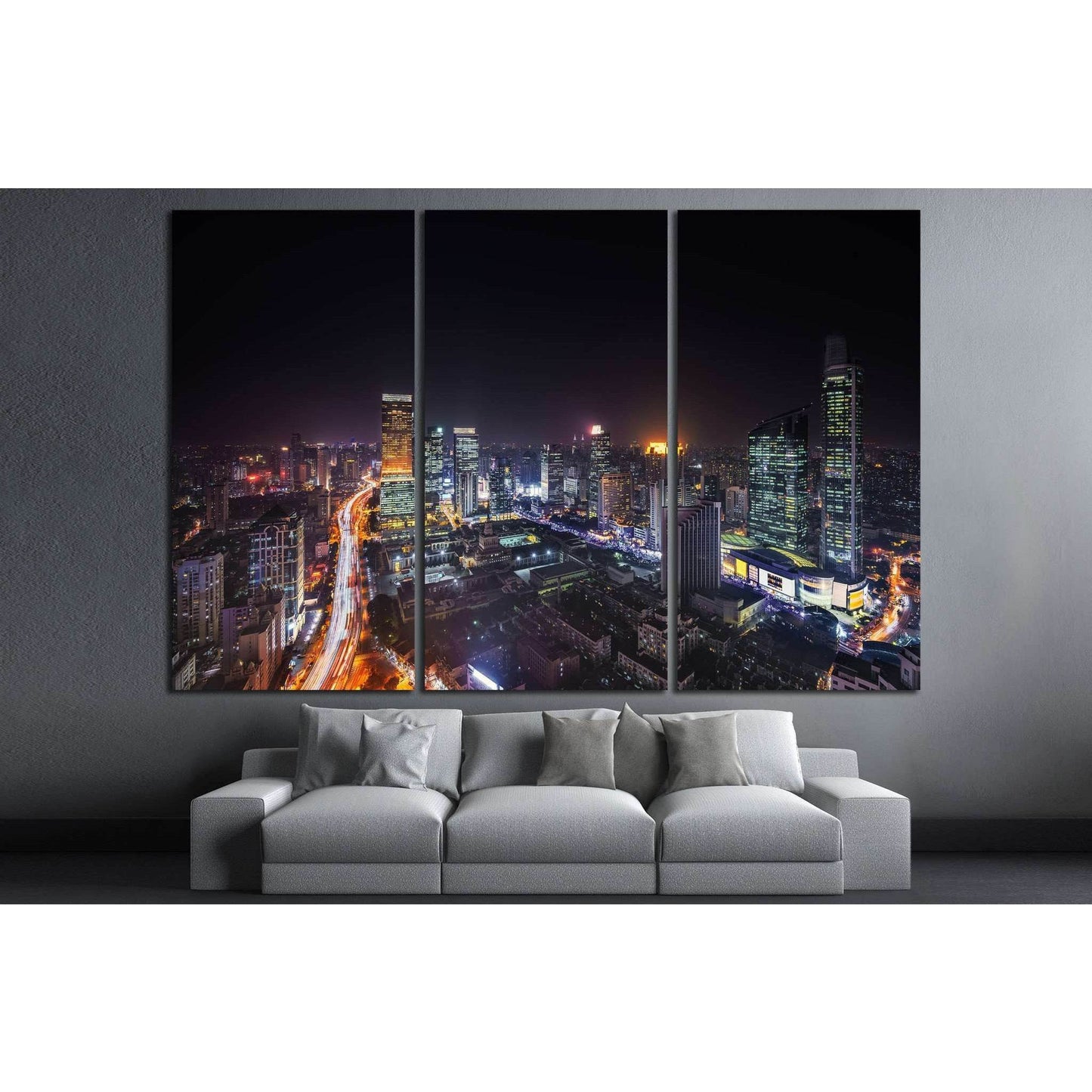 Shanghai skyline and cityscape at night №1278 Ready to Hang Canvas PrintCanvas art arrives ready to hang, with hanging accessories included and no additional framing required. Every canvas print is hand-crafted, made on-demand at our workshop and expertly