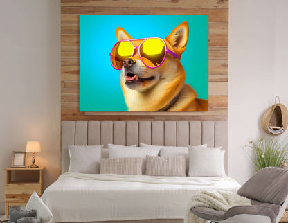 Shiba Inu in Sunglasses - Canvas Print - Artoholica Ready to Hang Canvas Print