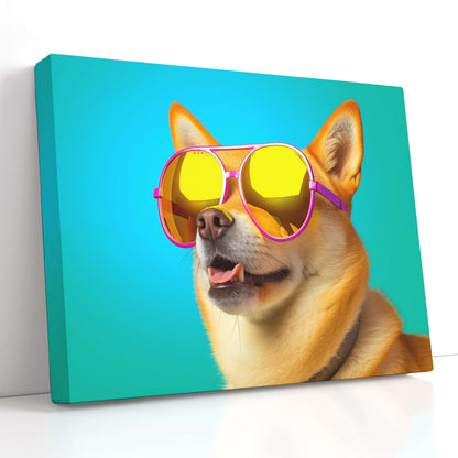 Shiba Inu in Sunglasses - Canvas Print - Artoholica Ready to Hang Canvas Print