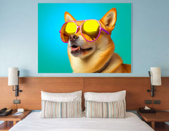 Shiba Inu in Sunglasses - Canvas Print - Artoholica Ready to Hang Canvas Print
