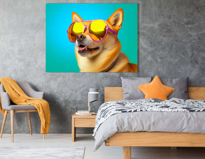 Shiba Inu in Sunglasses - Canvas Print - Artoholica Ready to Hang Canvas Print