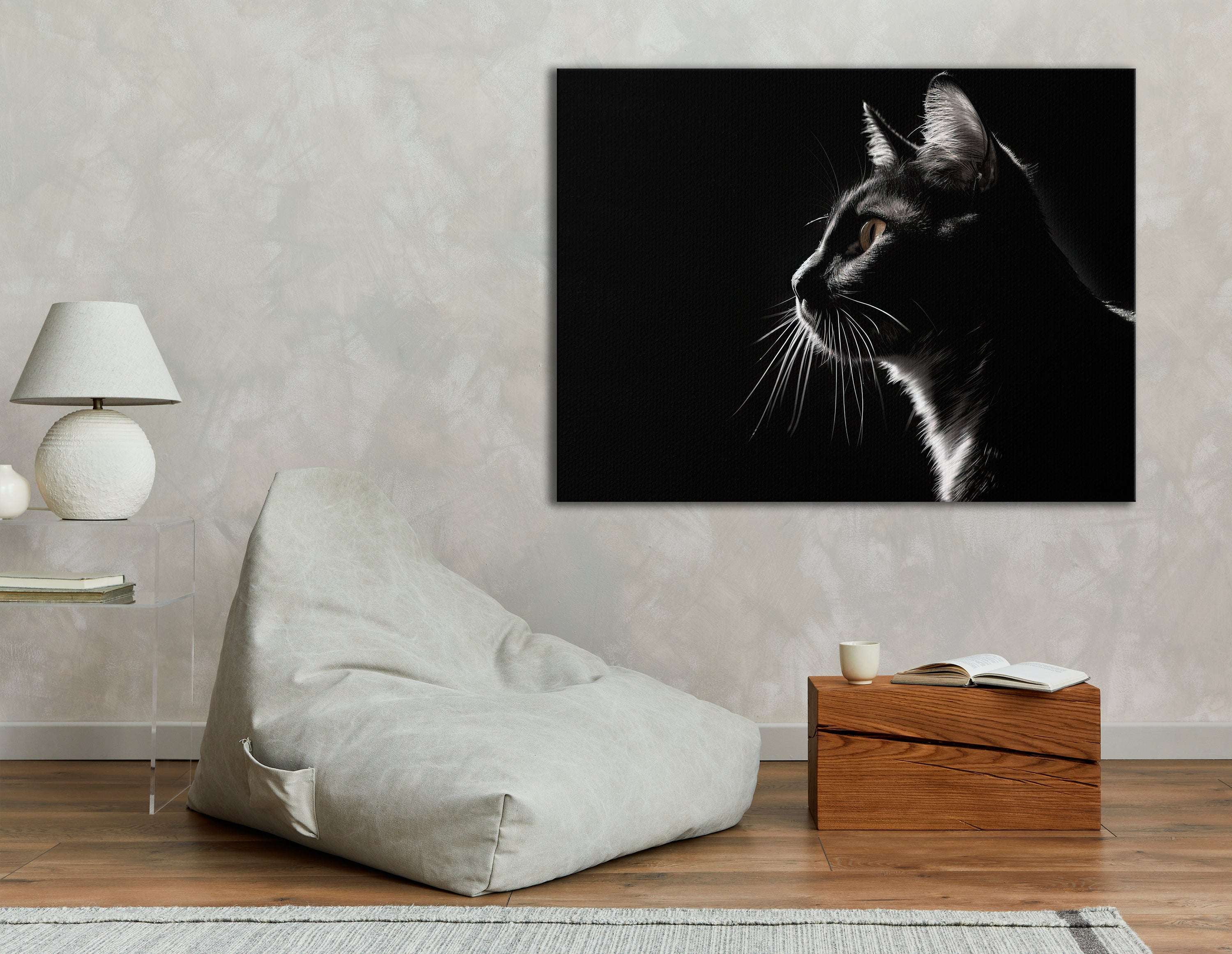 Silhouette of Cat in the Dark - Canvas Print - Artoholica Ready to Hang Canvas Print