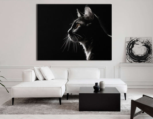 Silhouette of Cat in the Dark - Canvas Print - Artoholica Ready to Hang Canvas Print