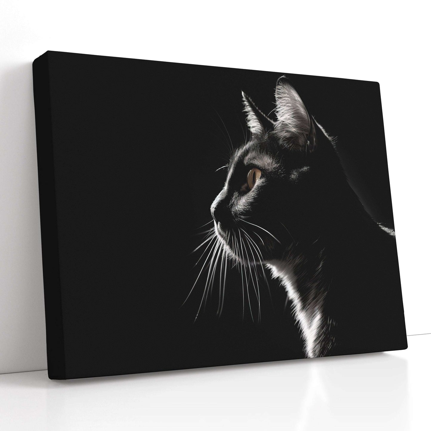 Silhouette of Cat in the Dark - Canvas Print - Artoholica Ready to Hang Canvas Print