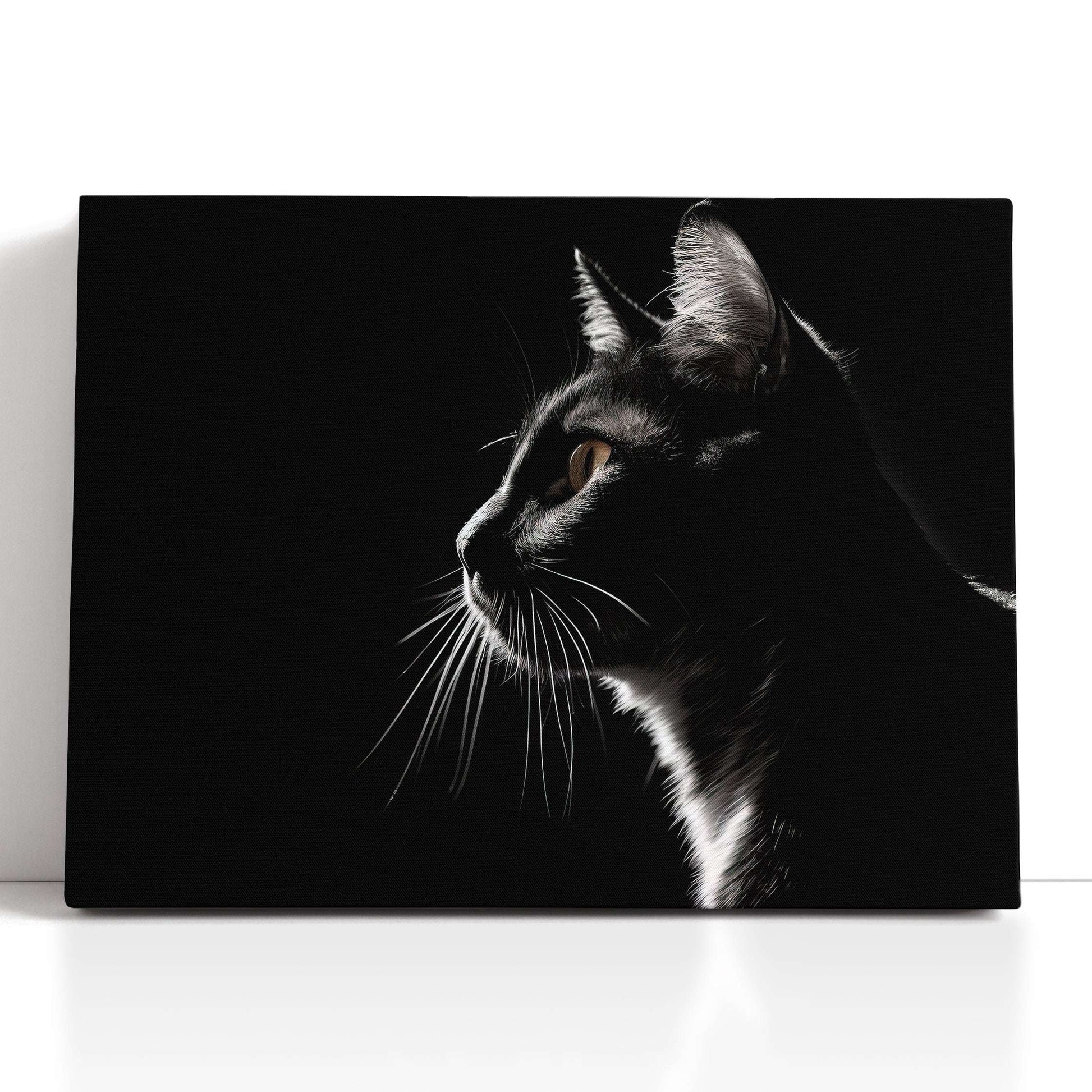 Silhouette of Cat in the Dark - Canvas Print - Artoholica Ready to Hang Canvas Print