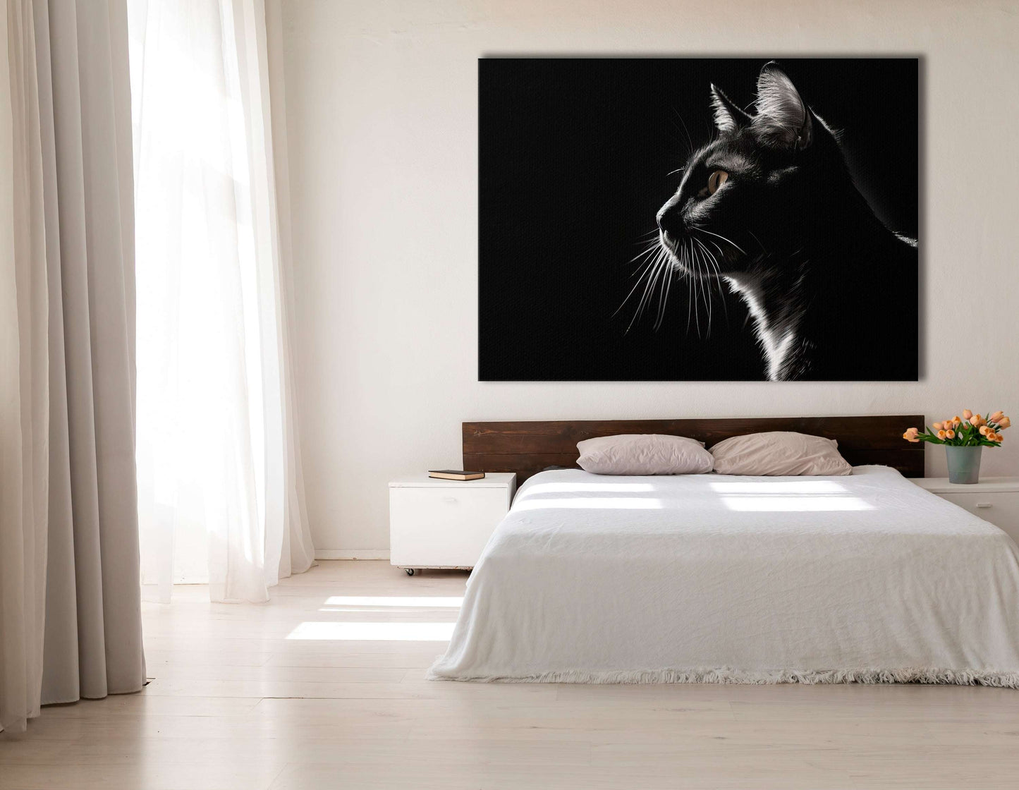 Silhouette of Cat in the Dark - Canvas Print - Artoholica Ready to Hang Canvas Print