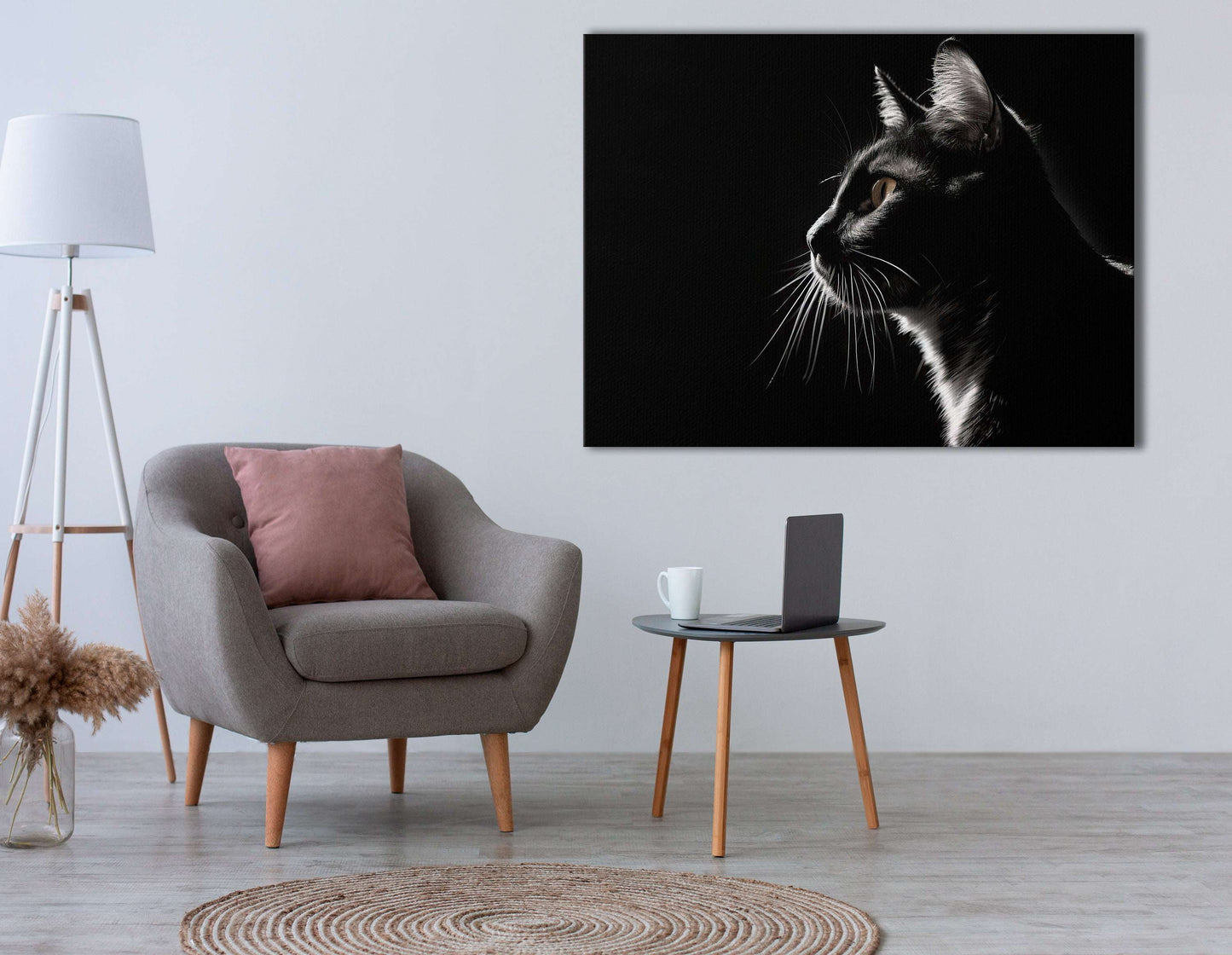 Silhouette of Cat in the Dark - Canvas Print - Artoholica Ready to Hang Canvas Print