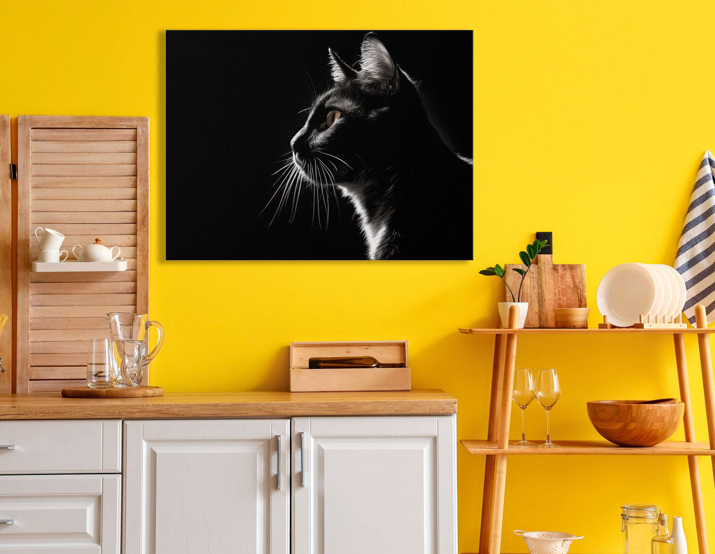 Silhouette of Cat in the Dark - Canvas Print - Artoholica Ready to Hang Canvas Print