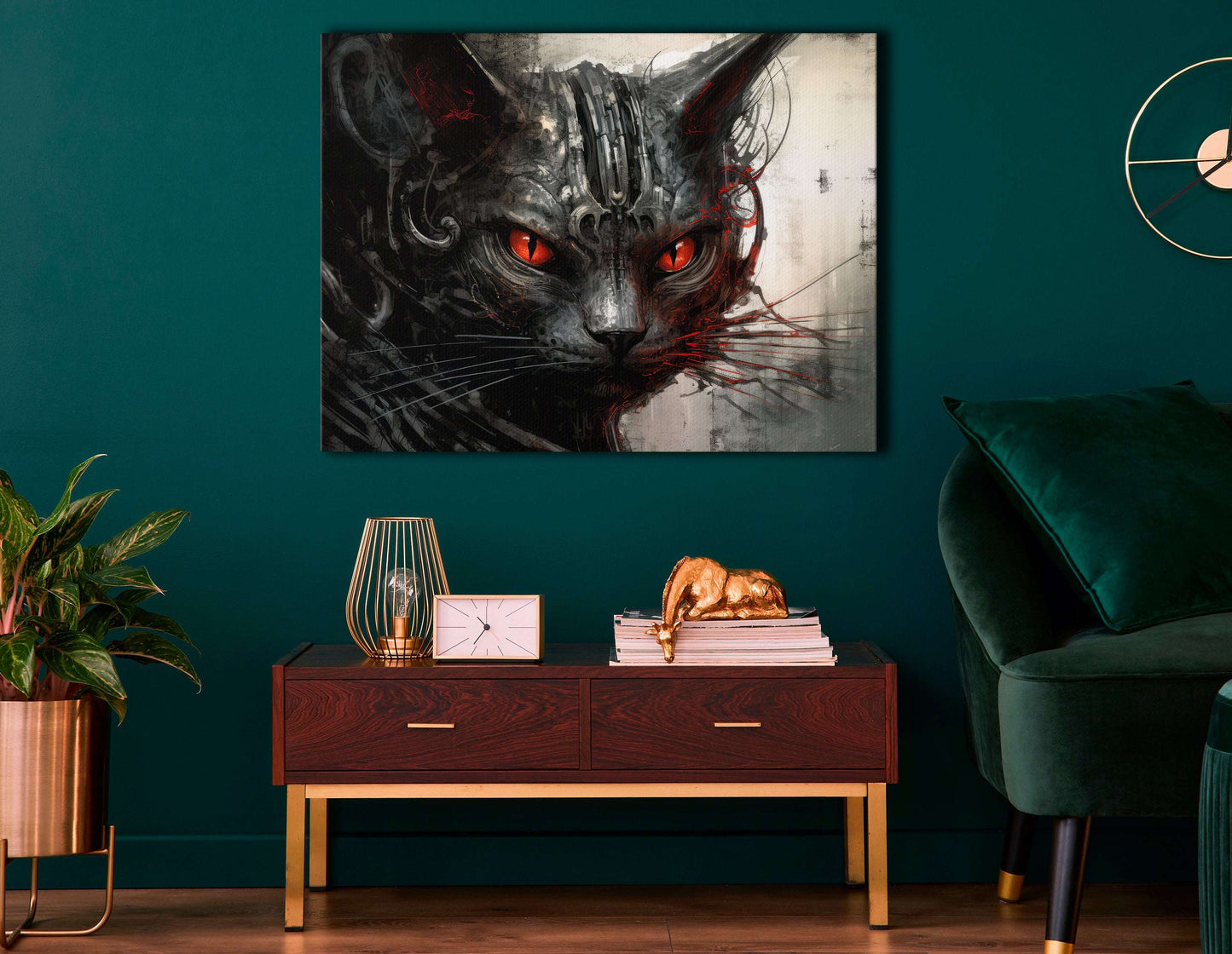 Silver & Black Fantasy Cat - Canvas Print - Artoholica Ready to Hang Canvas Print