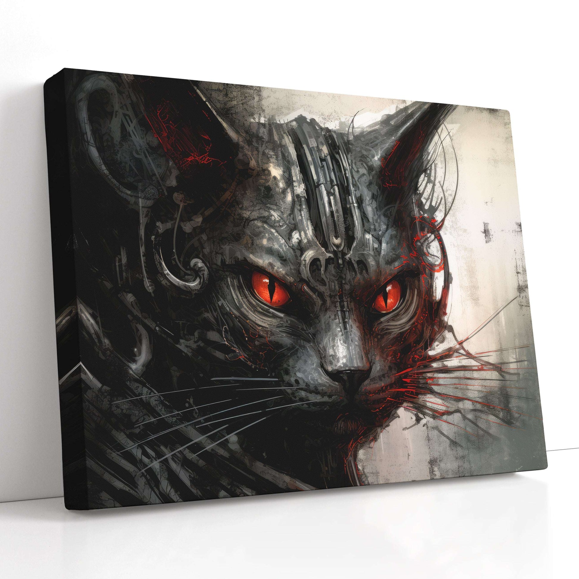 Silver & Black Fantasy Cat - Canvas Print - Artoholica Ready to Hang Canvas Print