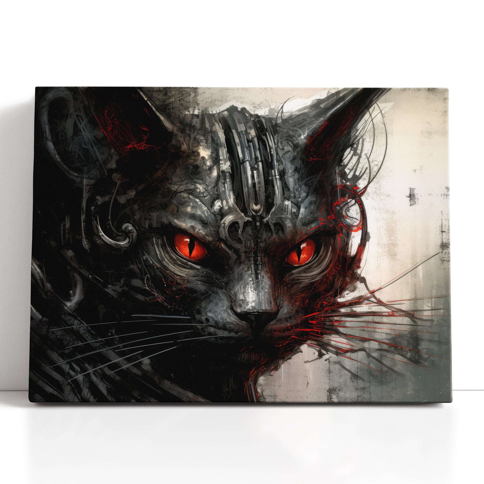 Silver & Black Fantasy Cat - Canvas Print - Artoholica Ready to Hang Canvas Print