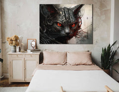 Silver & Black Fantasy Cat - Canvas Print - Artoholica Ready to Hang Canvas Print
