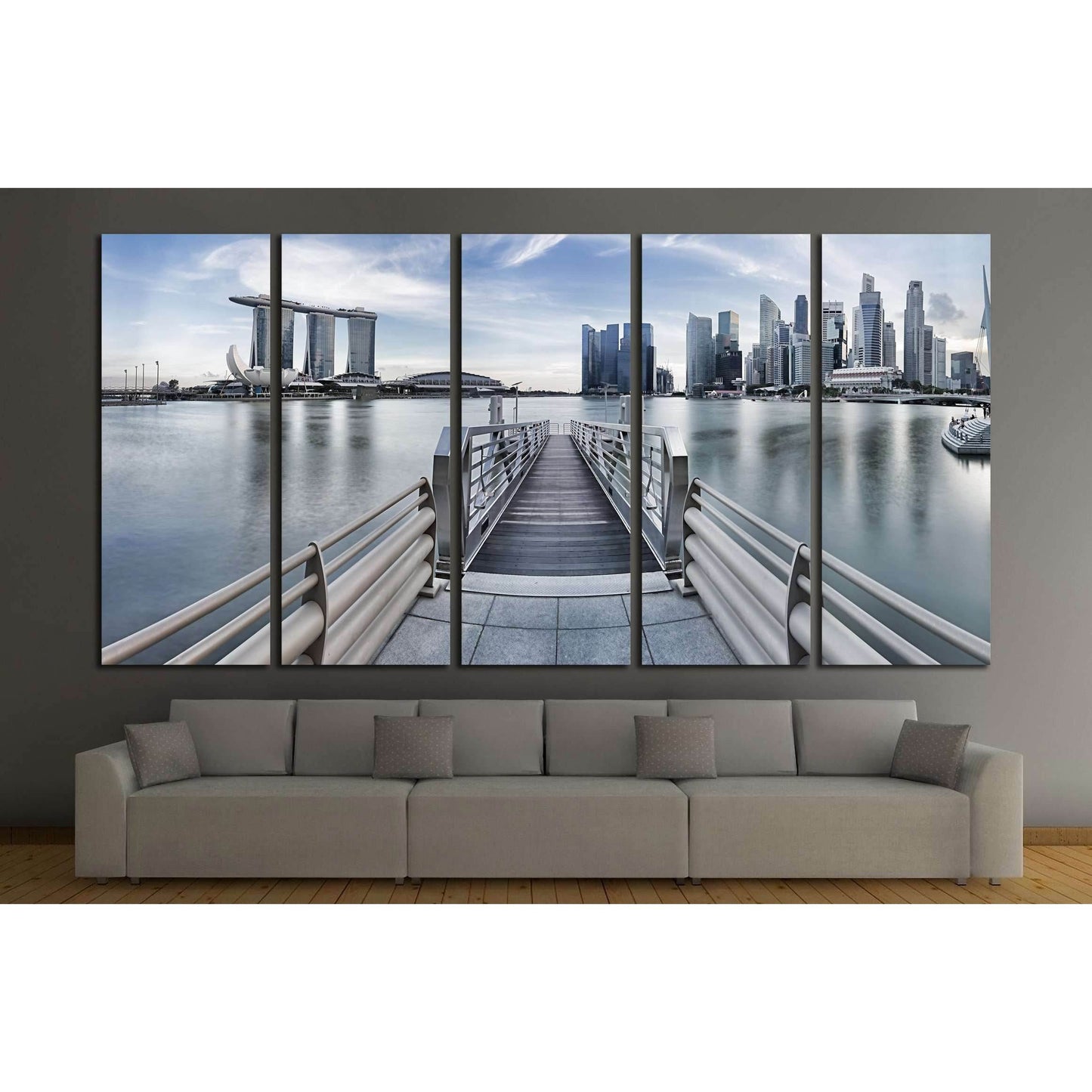 Singapore city skyline seen from the pier №2661 Ready to Hang Canvas PrintCanvas art arrives ready to hang, with hanging accessories included and no additional framing required. Every canvas print is hand-crafted, made on-demand at our workshop and expert