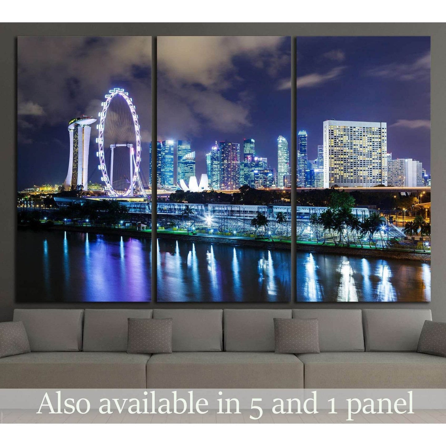 Singapore night №1515 Ready to Hang Canvas PrintCanvas art arrives ready to hang, with hanging accessories included and no additional framing required. Every canvas print is hand-crafted, made on-demand at our workshop and expertly stretched around 100% N