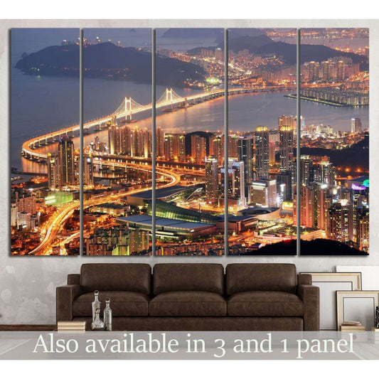 Skyline of Busan №584 Ready to Hang Canvas PrintCanvas art arrives ready to hang, with hanging accessories included and no additional framing required. Every canvas print is hand-crafted, made on-demand at our workshop and expertly stretched around 100% N