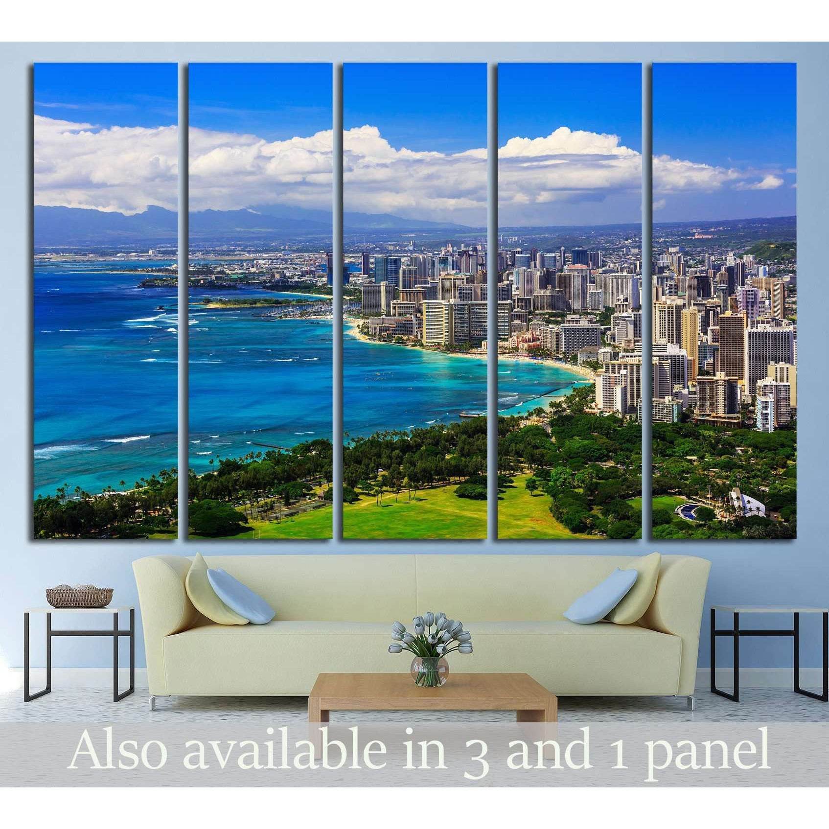 Skyline of Honolulu, Hawaii and buildings on Waikiki Beach №1716 Ready to Hang Canvas PrintCanvas art arrives ready to hang, with hanging accessories included and no additional framing required. Every canvas print is hand-crafted, made on-demand at our wo