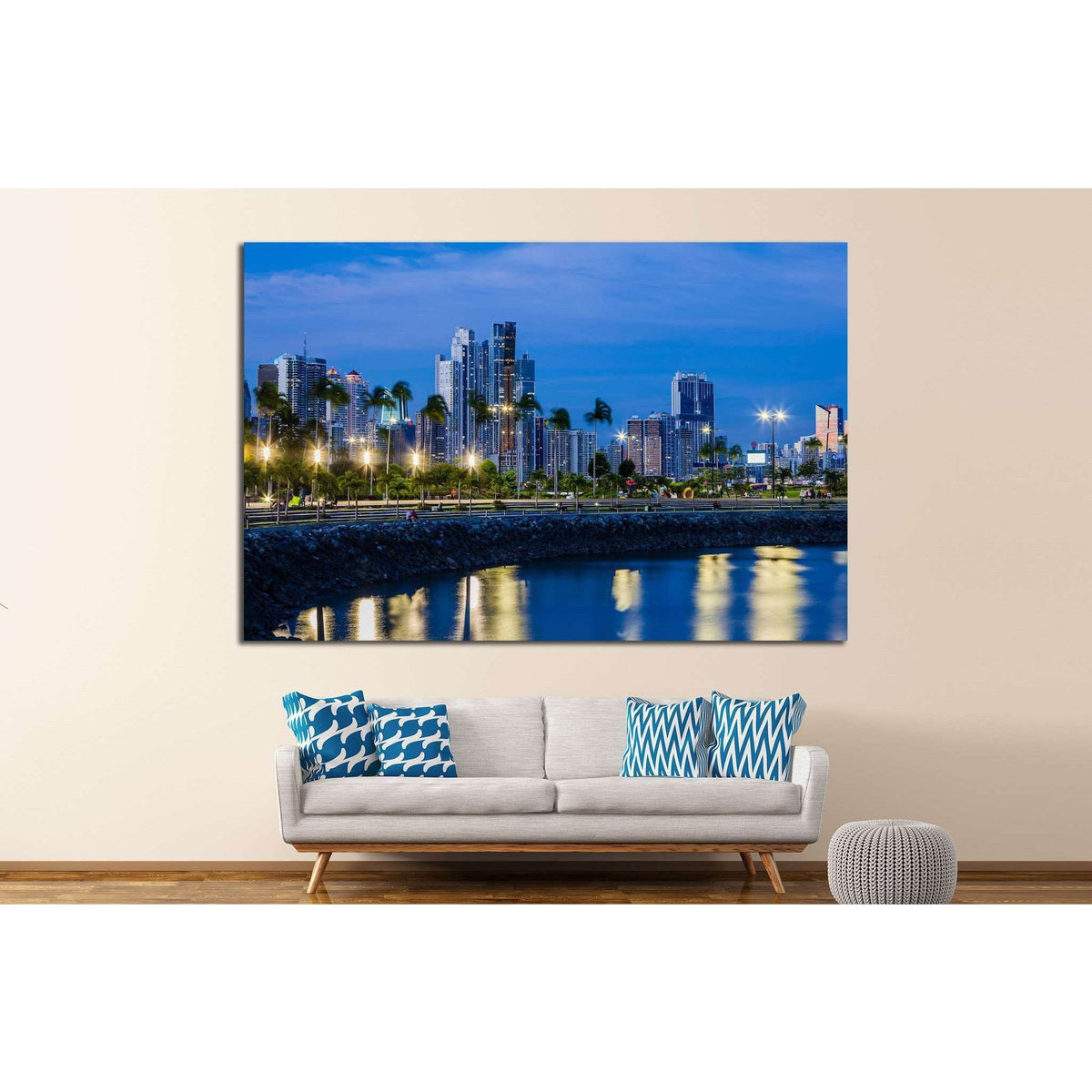 Skyline of Panama City at blue hour №1559 Ready to Hang Canvas PrintCanvas art arrives ready to hang, with hanging accessories included and no additional framing required. Every canvas print is hand-crafted, made on-demand at our workshop and expertly str