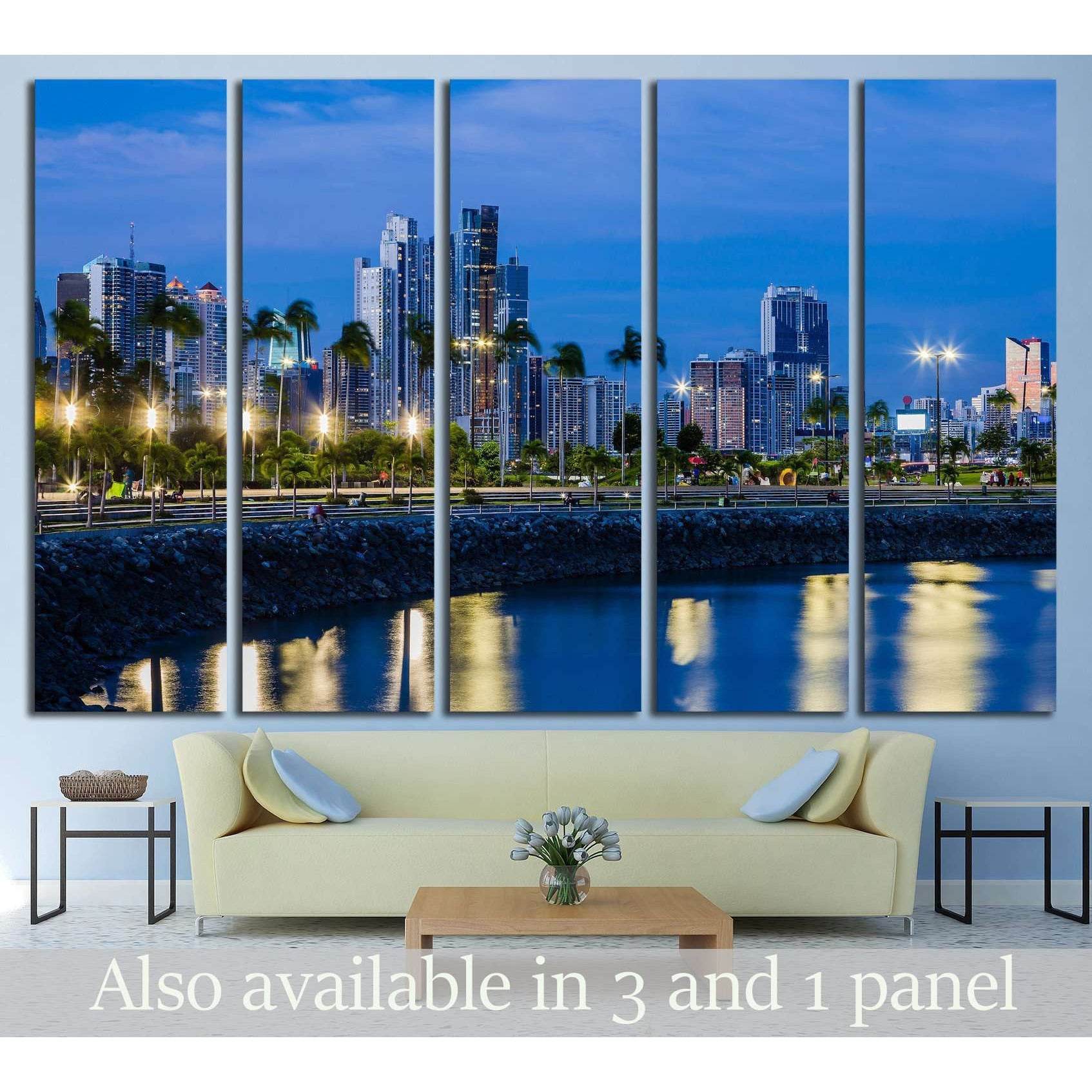 Skyline of Panama City at blue hour №1559 Ready to Hang Canvas PrintCanvas art arrives ready to hang, with hanging accessories included and no additional framing required. Every canvas print is hand-crafted, made on-demand at our workshop and expertly str