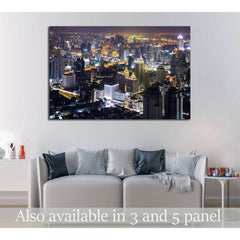 Skyscraper Bangkok downtown top View at Night from top of Thailand №2585 Ready to Hang Canvas PrintCanvas art arrives ready to hang, with hanging accessories included and no additional framing required. Every canvas print is hand-crafted, made on-demand a